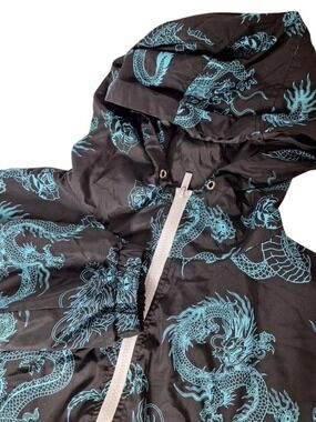Rue21 Dragon Windbreaker Jacket XL Cropped Y2K Streetwear